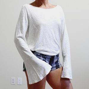 NWT Splendid off white boat neck bell sleeve blouse